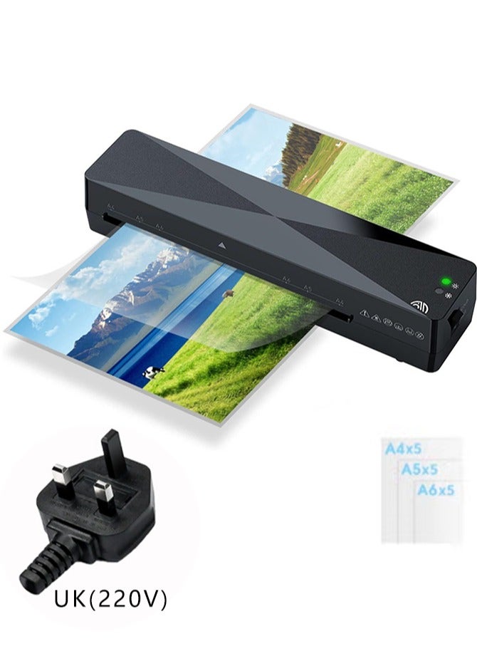Generic A4 Laminator Machine 4 in 1 Personal Desktop Hot & Cold 9 Inch Thermal Laminator with15 Laminating Pouches for Home Office School Business Use, Black  - Image 1
