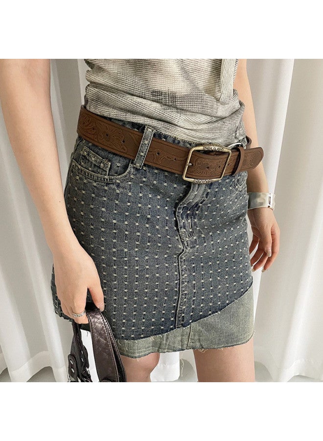 pincai Vintage Ethnic Print Elegant Women's Belt With Unique Design, Suitable For Dresses And Jeans, Casual Leather Accessory - Image 2