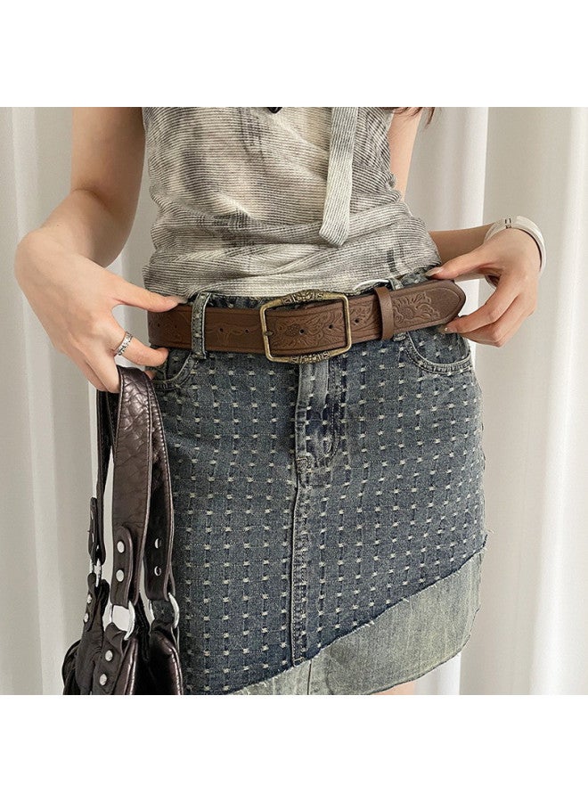 pincai Vintage Ethnic Print Elegant Women's Belt With Unique Design, Suitable For Dresses And Jeans, Casual Leather Accessory - Image 5