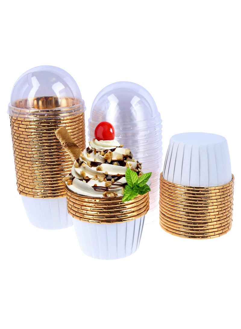 Sweet seven Convenient Cupcake Ramekins Set | 50 Disposable 7oz Cups with Lids | Muffin Baking Cups for Weddings & Birthdays | Easy Cleanup for Parties  - Image 1