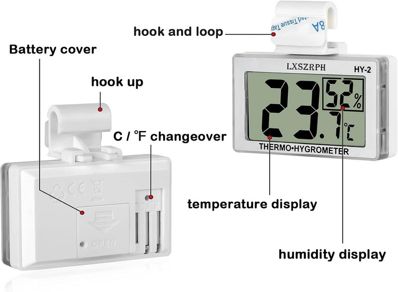 GXSTWU Reptile Hygrometer Thermometer, Digital Amphibian Hygrometer Thermometer with Hook Temperature Humidity Meter Gauge for Reptile Tanks, Terrariums, Vivarium, LCD Display 1pack - Image 2