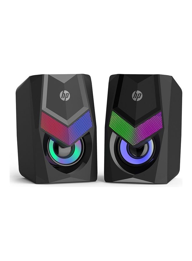 HP Subwoofer 2.0 360 Surround Sound Channels Stereo Multimedia LED Backlighting USB+3.5mm Wired Speaker For Computer TV PC Laptop Black - Image 2