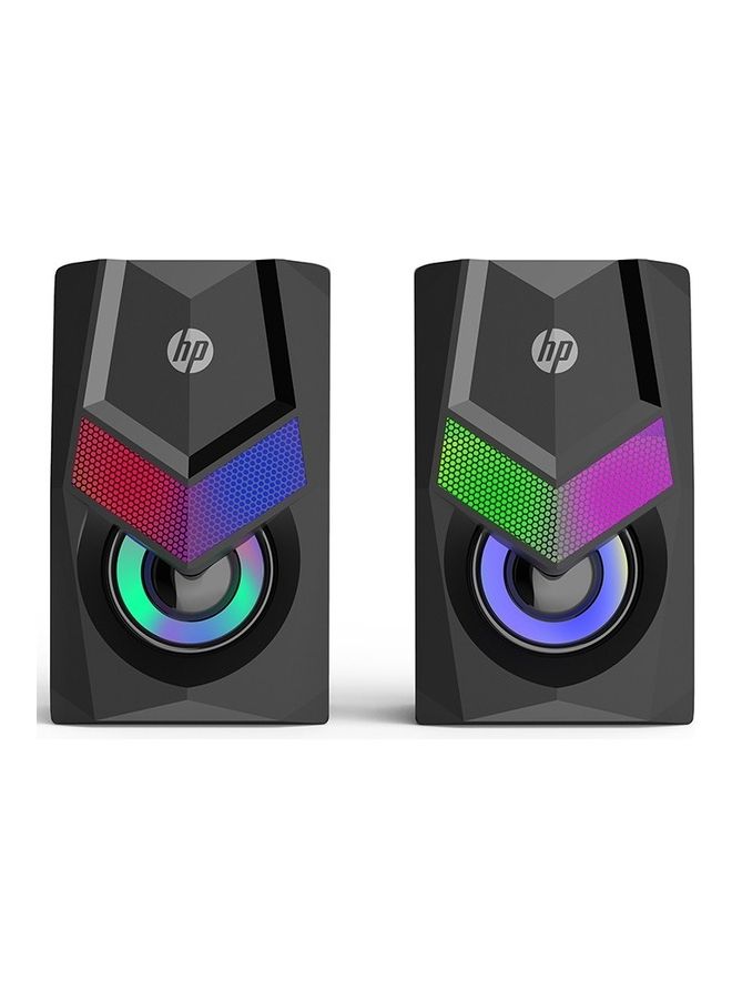 HP Subwoofer 2.0 360 Surround Sound Channels Stereo Multimedia LED Backlighting USB+3.5mm Wired Speaker For Computer TV PC Laptop Black - Image 1