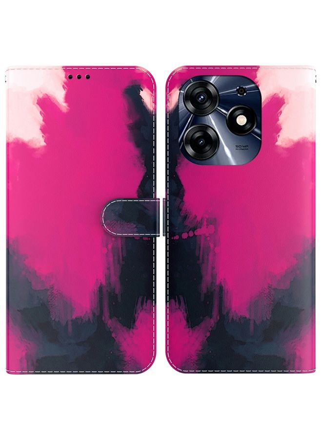 HuHa Case Cover For For Tecno Spark 10 Pro Watercolor Pattern Flip Leather Phone Case(Berry) 