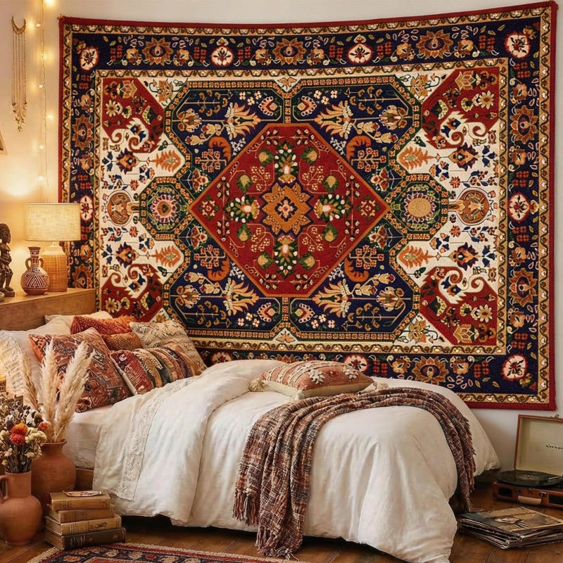 Apdidl Boho Hippie Wall Tapestry for Bedroom Aesthetic, Mandala Indian Bohemian Tapestries Art Decor, Vintage Orange Floral Cool Vertical Wall Hanging for Living Room Dorm 51" X 60" - Image 3