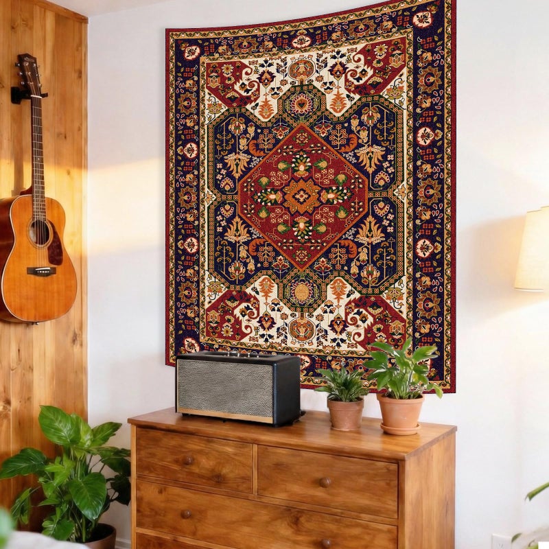 Apdidl Boho Hippie Wall Tapestry for Bedroom Aesthetic, Mandala Indian Bohemian Tapestries Art Decor, Vintage Orange Floral Cool Vertical Wall Hanging for Living Room Dorm 51" X 60" - Image 4