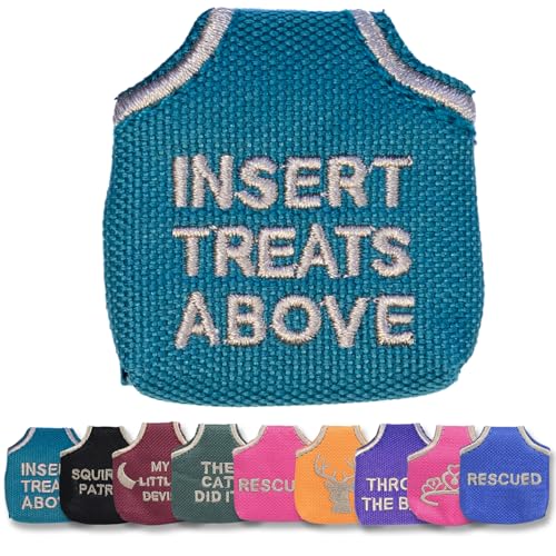 Woofhoof Dog Tag Silencer, Teal Insert Treats Above - Quiet Noisy Pet Tags - Fits Up to Four Pet IDs - Dog Tag Cover, Made of Durable Nylon, Universal Fit, Machine Washable - Image 1