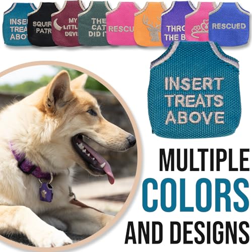 Woofhoof Dog Tag Silencer, Teal Insert Treats Above - Quiet Noisy Pet Tags - Fits Up to Four Pet IDs - Dog Tag Cover, Made of Durable Nylon, Universal Fit, Machine Washable - Image 4
