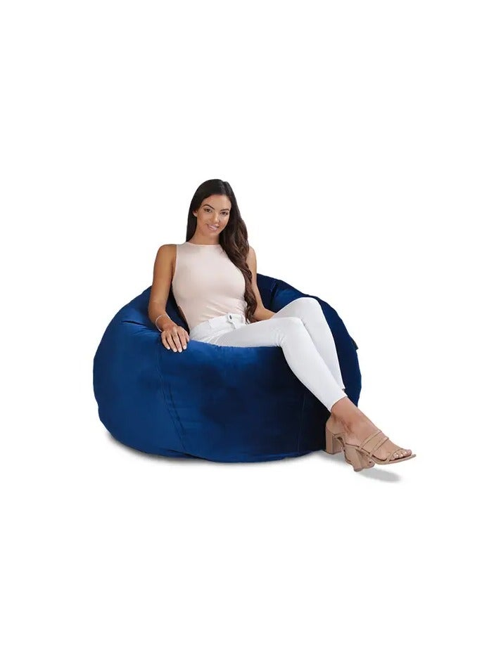 Comfy Large Adult Size Soft & Fluffy Blue Velvet Bean Bag With Bouncy Virgin Bean Filling - Image 1