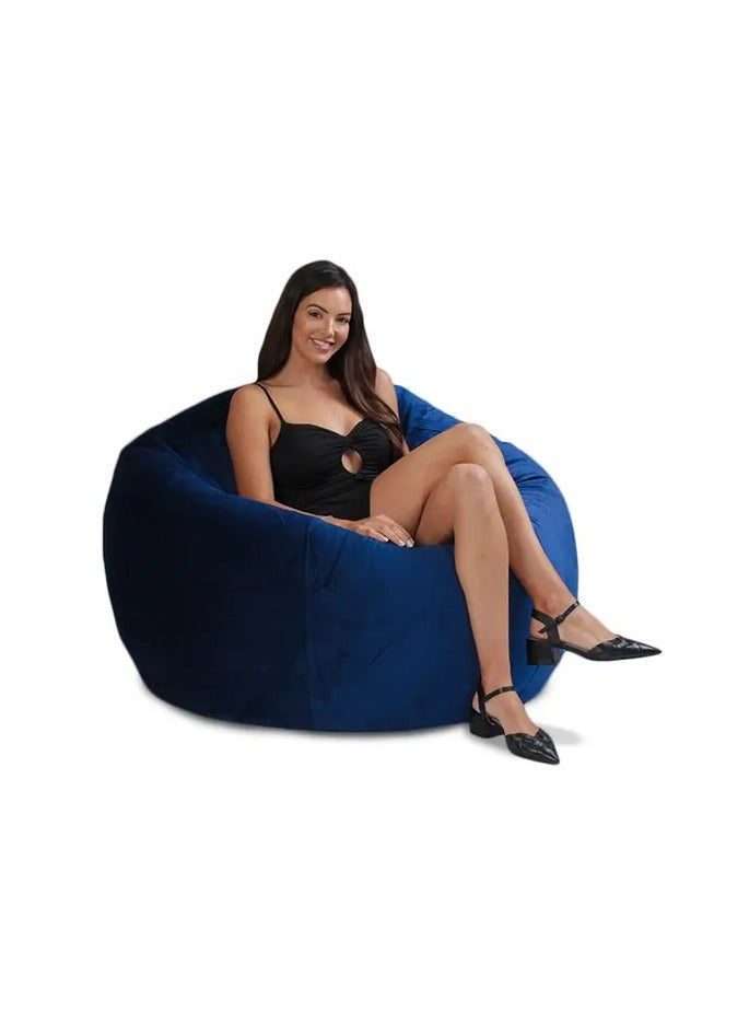 Comfy Large Adult Size Soft & Fluffy Blue Velvet Bean Bag With Bouncy Virgin Bean Filling - Image 2