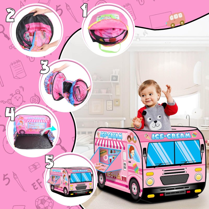 Britik Pop up Play Tent for Kids Aged 3-5 Years Old Boys and Girls : Ice Cream Playhouse Toy Play Tents for Toddlers 3-5 Kids Tent Indoor Outdoor Playhouse Toys for 3 + Year Old, Ice Cream - Image 3