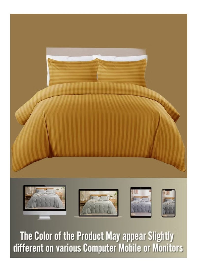 REDTOMMY طقم أغطية سرير كوين 6 قطع – غطاء لحاف (220x240 سم)، ملاءة مشدودة (150x200+30 سم) و 4 غطاء وسادة (53x75 سم)، اللون - ذهبي - Image 3