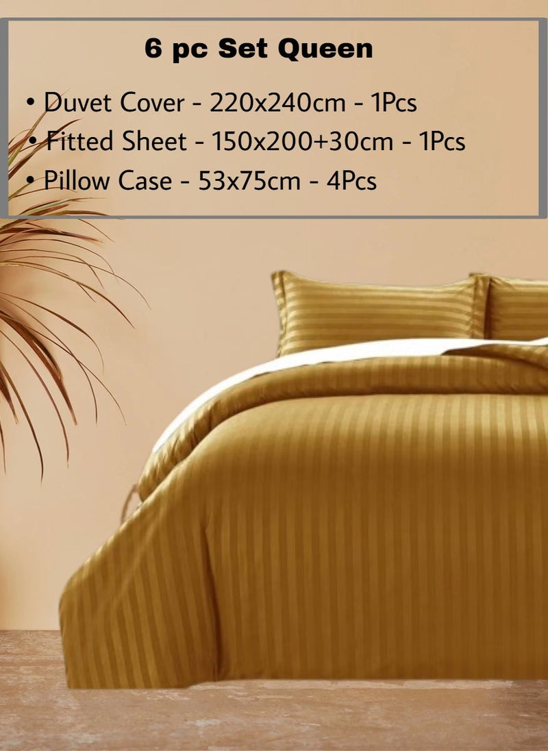 REDTOMMY طقم أغطية سرير كوين 6 قطع – غطاء لحاف (220x240 سم)، ملاءة مشدودة (150x200+30 سم) و 4 غطاء وسادة (53x75 سم)، اللون - ذهبي - Image 2