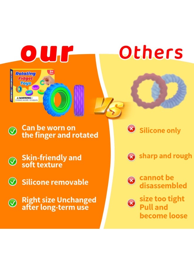 6 PCS Textured Fidget Ring, Silicone, Dual-Layer Rotatable Design, Sensory Toy for Kids with Autism and ADHD, Ages 3+, Stress Relief, Portable - Image 5