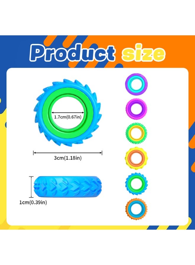 6 PCS Textured Fidget Ring, Silicone, Dual-Layer Rotatable Design, Sensory Toy for Kids with Autism and ADHD, Ages 3+, Stress Relief, Portable - Image 2