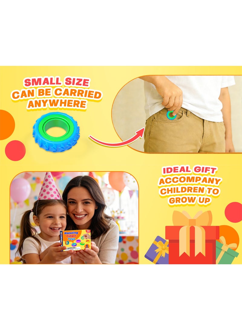 6 PCS Textured Fidget Ring, Silicone, Dual-Layer Rotatable Design, Sensory Toy for Kids with Autism and ADHD, Ages 3+, Stress Relief, Portable - Image 3