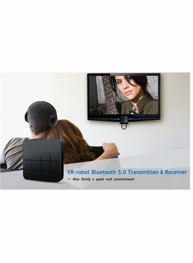 Bluetooth 5.0 Audio Transmitter Receiver Adapter, 2-in-1 Wireless 3.5mm Audio Adapter, APTX Low Latency Stereo Audio Adapter for Home Sound System TV PC Tablet Speaker Headphone, 1 Pcs - Image 2