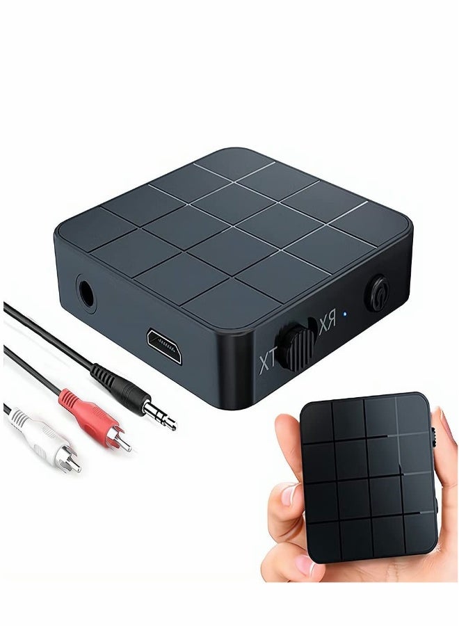 Bluetooth 5.0 Audio Transmitter Receiver Adapter, 2-in-1 Wireless 3.5mm Audio Adapter, APTX Low Latency Stereo Audio Adapter for Home Sound System TV PC Tablet Speaker Headphone, 1 Pcs - Image 1