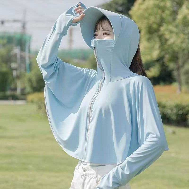 Summer 2023 Breathable Sunscreen Coat for Women Blue  - Image 1