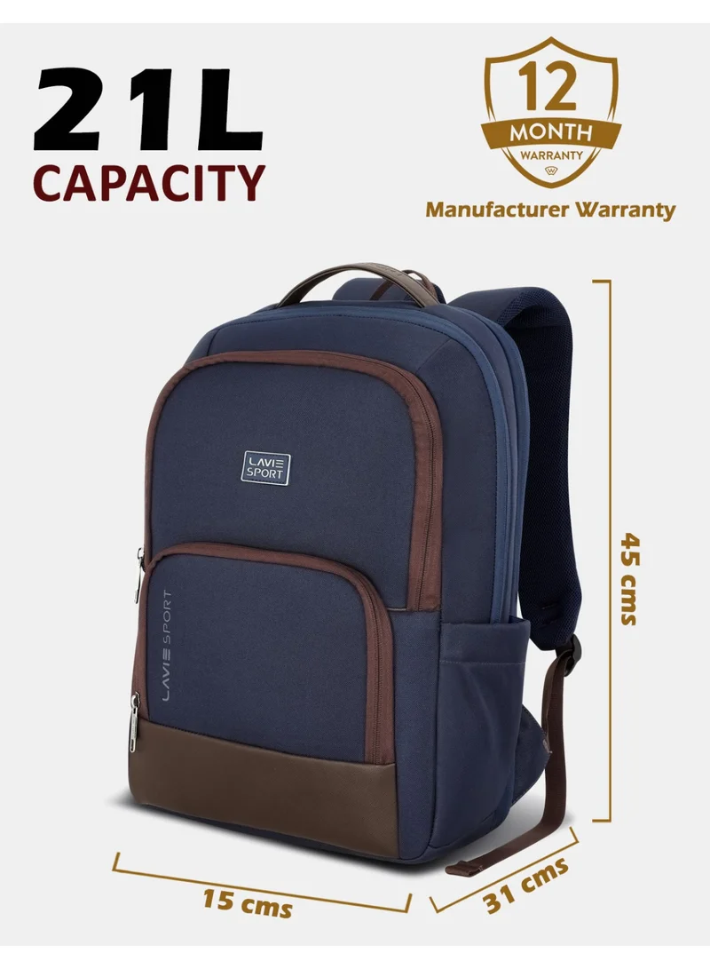Lavie  Sport Baron 21L Laptop Backpack For Men & Women  |Boys & Girls (Navy/Choco)  | Best Price UAE