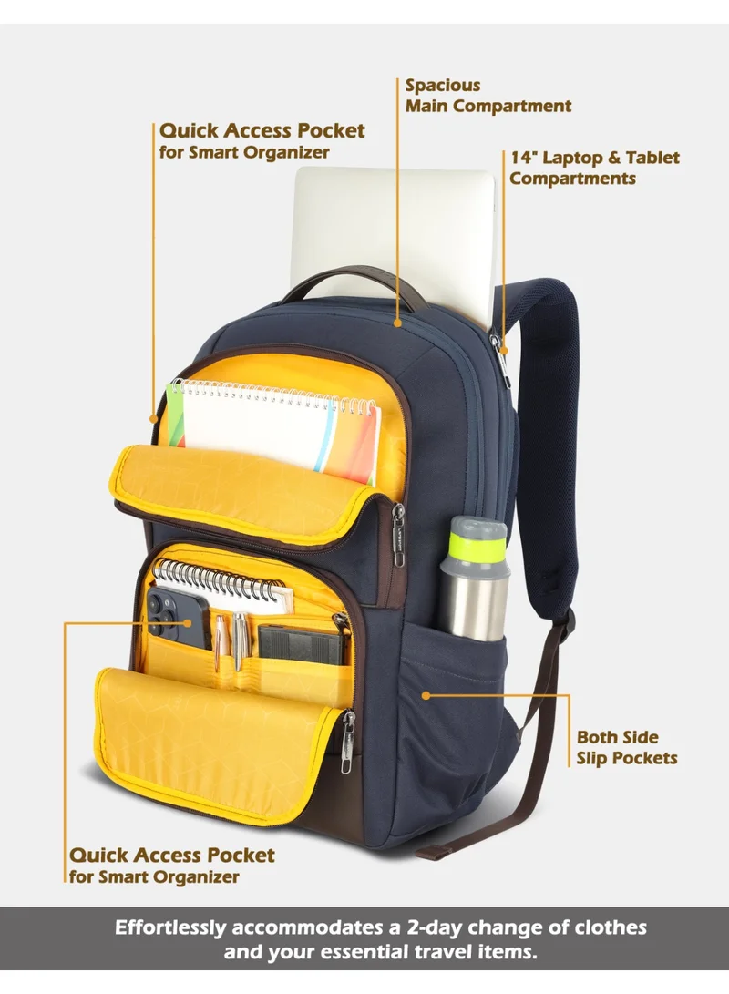 Lavie  Sport Baron 21L Laptop Backpack For Men & Women  |Boys & Girls (Navy/Choco)  | Best Price UAE