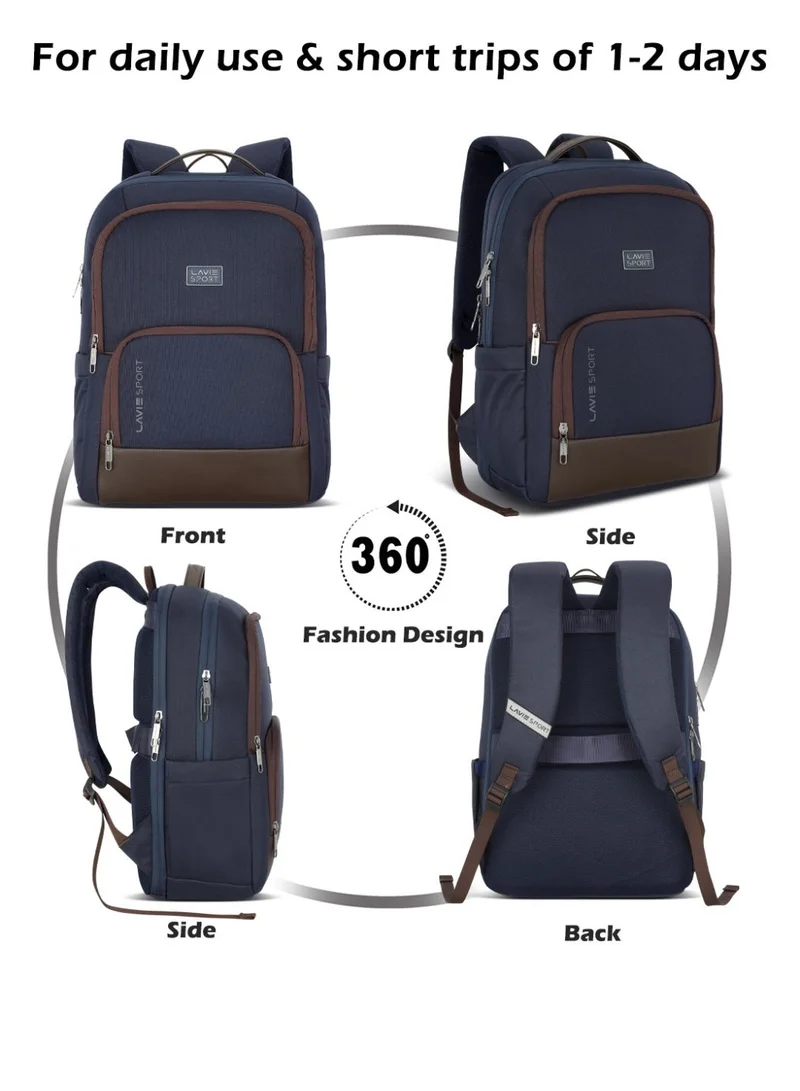 Lavie  Sport Baron 21L Laptop Backpack For Men & Women  |Boys & Girls (Navy/Choco)  | Best Price UAE