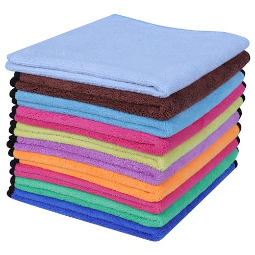 Autofy 350GSM - 40cm x 40cm - [Pack of 10] - Microfiber Cloth Double Sided Microfiber Cloth for Car Lint Free Super Soft Plush Car Cleaning Cloth Sueded Edges for Scratch Free Car & Bike Cleaning - Image 1