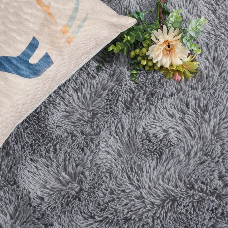 DweIke Super Soft Shaggy Rugs Fluffy Carpets/Area Rug for Living Room Bedroom Girls Kids Room Nursery Home Decor  Non-Slip Plush Indoor Floor Bedside Rug  4x6 Feet Grey - Image 4