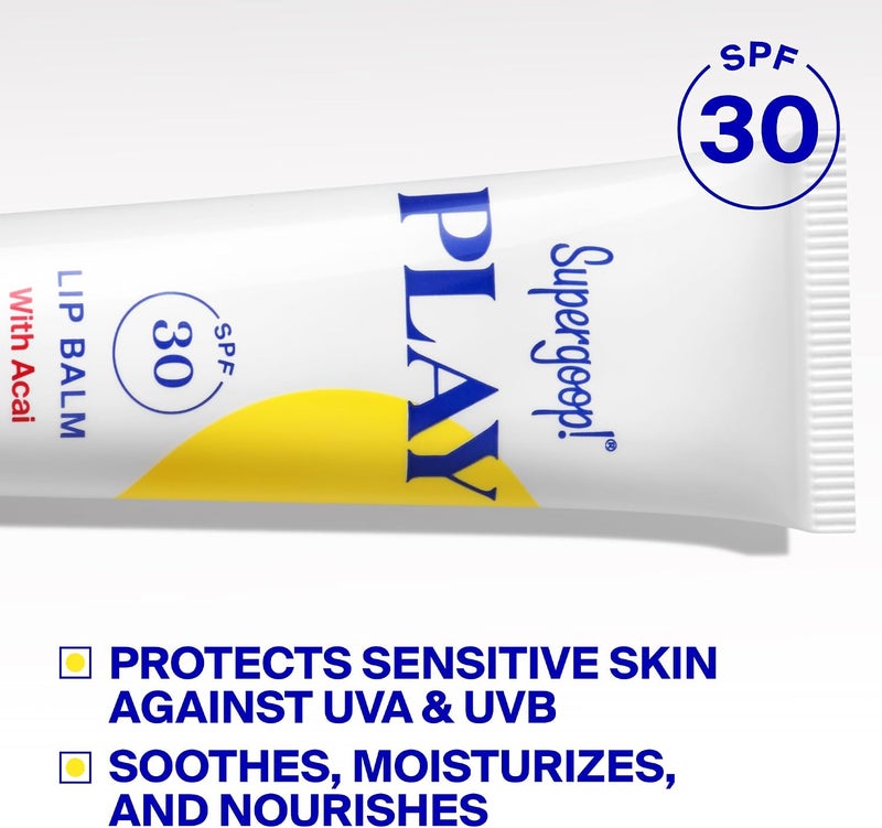 سوبرجوب! مرطب شفاه بلاي مع أكاي، 0.5 أونصة سائلة - عامل حماية من الشمس SPF 30 PA+++ واقي شمسي واسع الطيف - عسل مرطب، زبدة الشيا وزيت بذور عباد الشمس - مثالي للأيام النشطة - Image 2