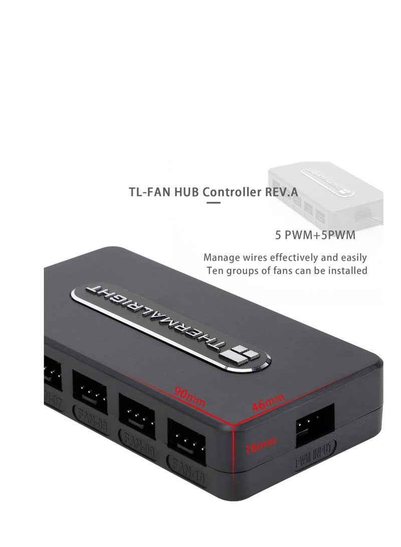 Thermalright Integrated Fan Hub, 10-Port 4 Pin PC Fan Controller, 12V Fan Hub, Support up to 10 Fans, SATA Power Cord Direct Input - Image 1