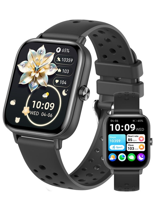 RollsTimi  Smart Watch for Women Men Heart Rate Monitor Fitness Tracker, Black Smart Watches for Women Digital Mens Watches Answer Call Waterproof Running Smartwatch Compatible Android IOS  - Image 1