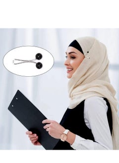 Generic 12 Pcs Hijab Pearl Brooch Pins for Women,Muslim Women Headscarf Hijab U Clips,Faux Pearl Scarf Clips Pin-Less Scarf Clips,Scarf Brooch Pin Headscarf Shawl Lady Muslim Scarf Hijab Clips-Black  - Image 3