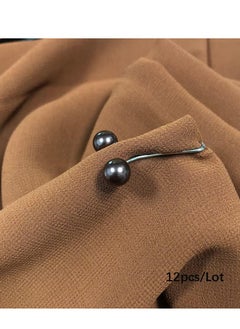 Generic 12 Pcs Hijab Pearl Brooch Pins for Women,Muslim Women Headscarf Hijab U Clips,Faux Pearl Scarf Clips Pin-Less Scarf Clips,Scarf Brooch Pin Headscarf Shawl Lady Muslim Scarf Hijab Clips-Black  - Image 5