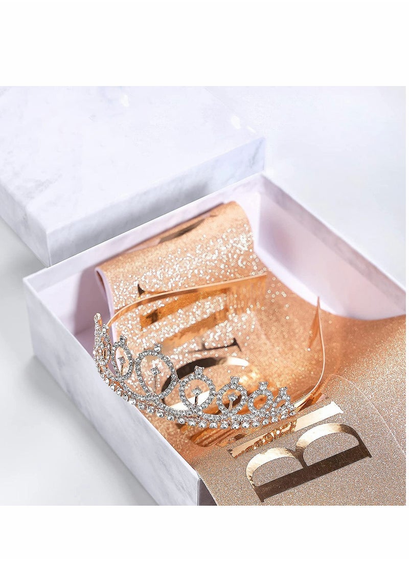 Excefore Happy Birthday Sash and Crown, Tiara for Women, Rhinestone, Gift Kit for Decorations & Party Favors (Rose Gold)  - Image 4