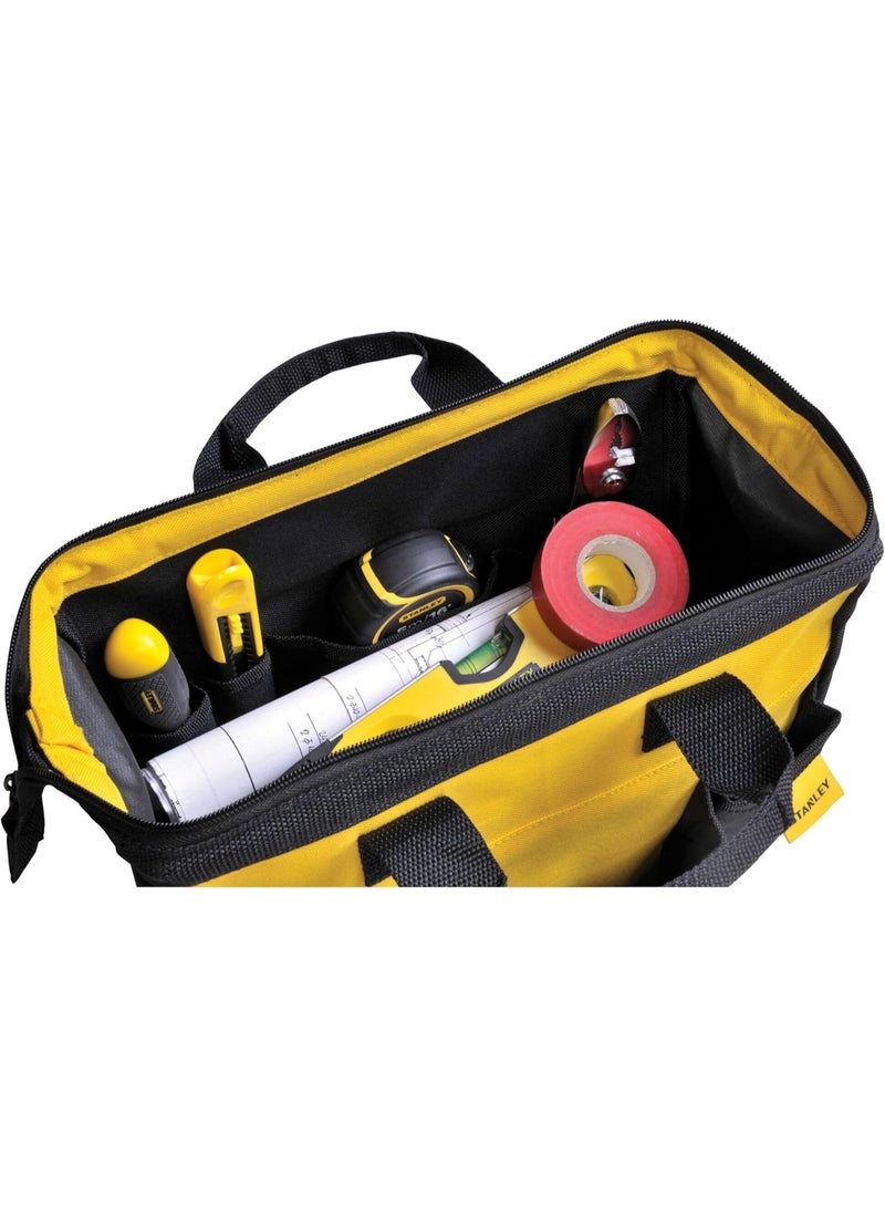 Stanley 12-Inch Soft Side Tool Bag – Waterproof Nylon, Rigid Base, Multiple Compartments, Heavy-Duty Professional Carry Bag (STST512114) - Image 4