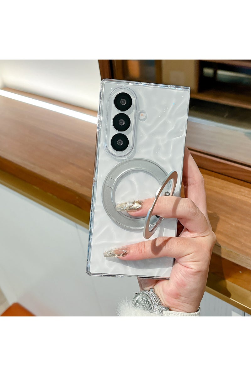 general Protective case for Samsung Galaxy Z Fold7, transparent water ripple stand protective case, scratch-resistant and portable - Image 3