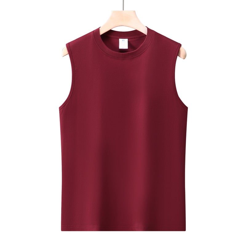 220G Japanese Cotton Sleeveless T-Shirt – Loose Fit Solid Color Vest for Men and Women - Image 1