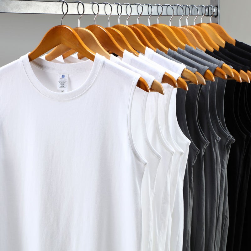 220G Japanese Cotton Sleeveless T-Shirt – Loose Fit Solid Color Vest for Men and Women - Image 4