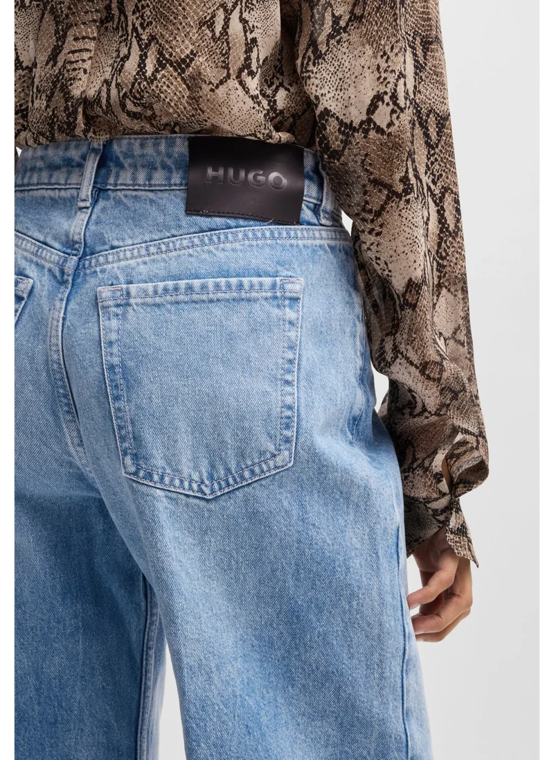 HUGO Straight-fit jeans in bright-blue rigid denim