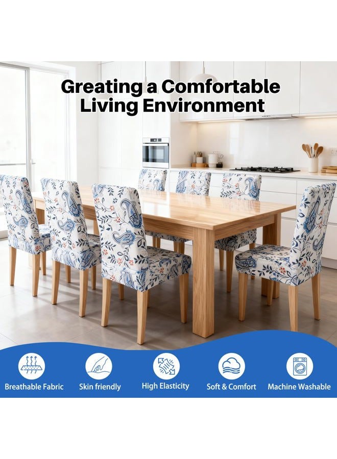 Dioxide High Stretch Chair Covers for Dining Chairs, Washable Dining Chair Covers Set of 6, Soft Kitchen Chairs Seat Covers, Parsons Chair Slipcovers Protectors for Home Hotel Restaurant Banquet - Image 3