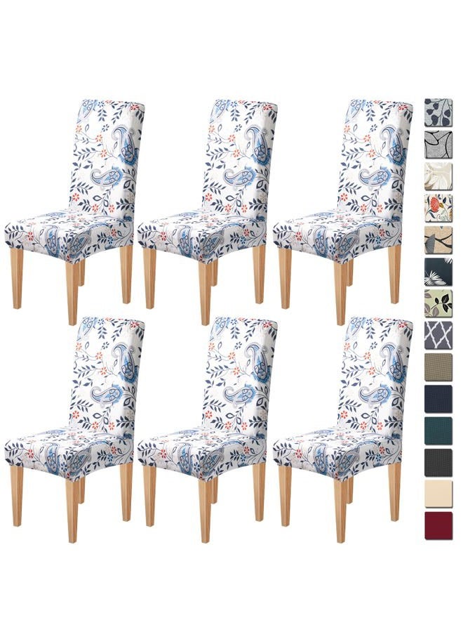 Dioxide High Stretch Chair Covers for Dining Chairs, Washable Dining Chair Covers Set of 6, Soft Kitchen Chairs Seat Covers, Parsons Chair Slipcovers Protectors for Home Hotel Restaurant Banquet - Image 1