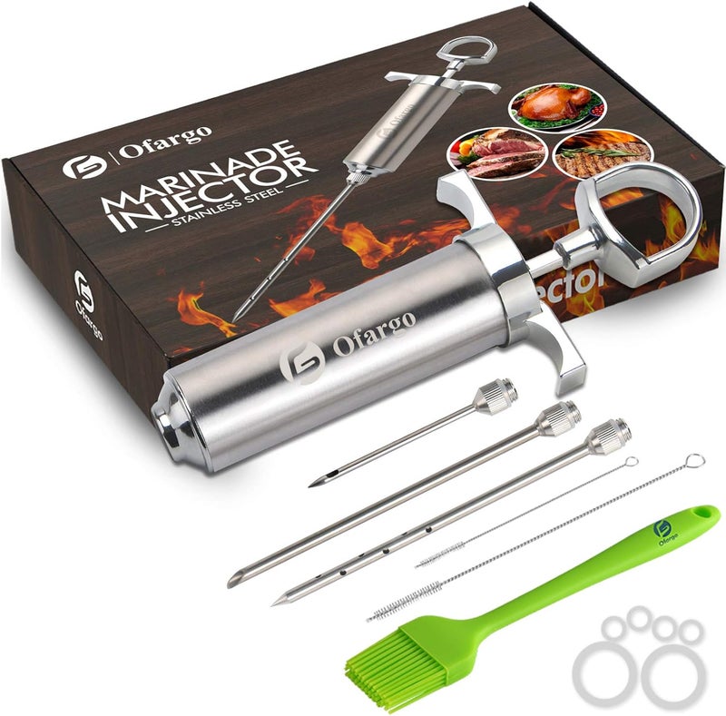 Ofargo Meat Injector, Meat Injectors for Smoking with 3 Marinade Food Injector Syringe Needles, Injector Marinades for Meats, Turkey, Brisket; 2-oz Capacity - Image 1
