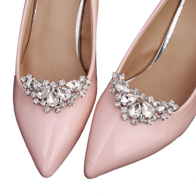 Lauthen.S 1 Pair Rhinestone Wedding Shoe Clips Bride Party Pumps Heels Shoe Decorations(Style J) - Image 1