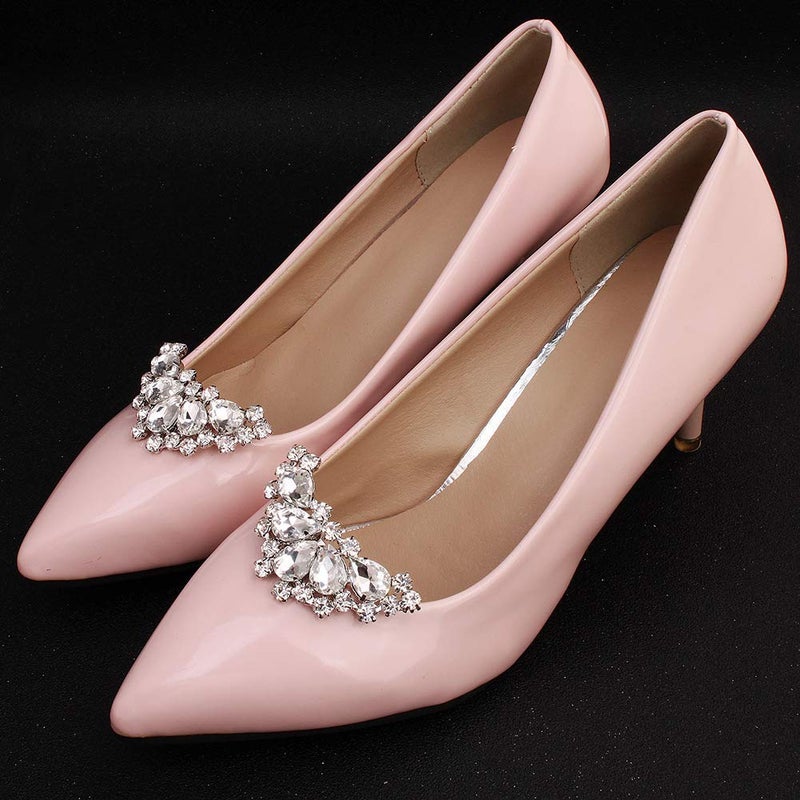 Lauthen.S 1 Pair Rhinestone Wedding Shoe Clips Bride Party Pumps Heels Shoe Decorations(Style J) - Image 3