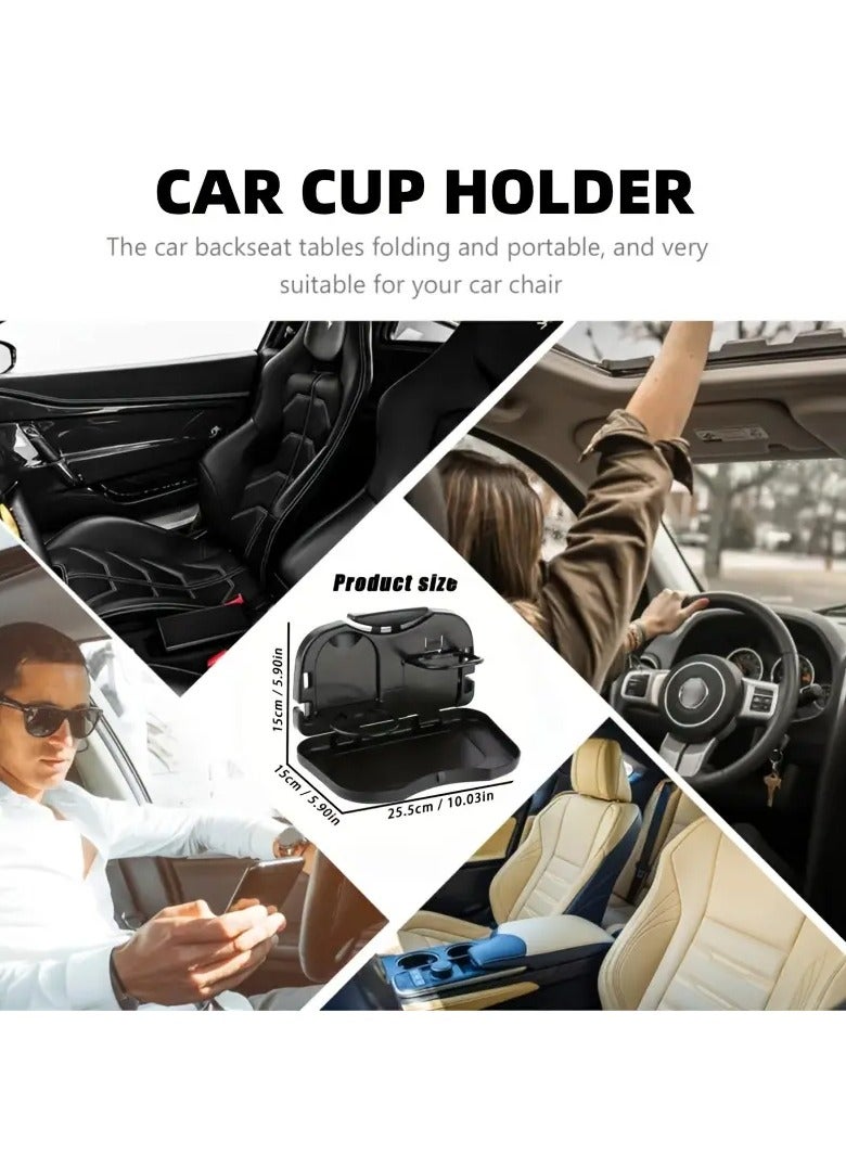 Car Seat Back Tray Organizer with Foldable Dish & Dual Cup Holders – Anti-Slip Spill-Proof ABS Plastic, Travel & Road Trip Essential, Compatible with 99% Vehicles, Gray - Image 3