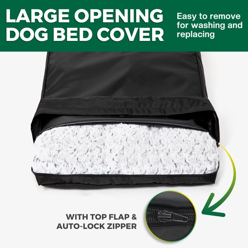 PAWFINITY Waterproof Dog Bed Cover Replacement Washable, Easy to Clean, Pet Hair Resistant, Heavy Duty Oxford, Zipper Closure, Indoor/Outdoor Use, Fits 36 Inch Dog Crate - Large - 35"x 22"x 3.5" - Black - Image 5
