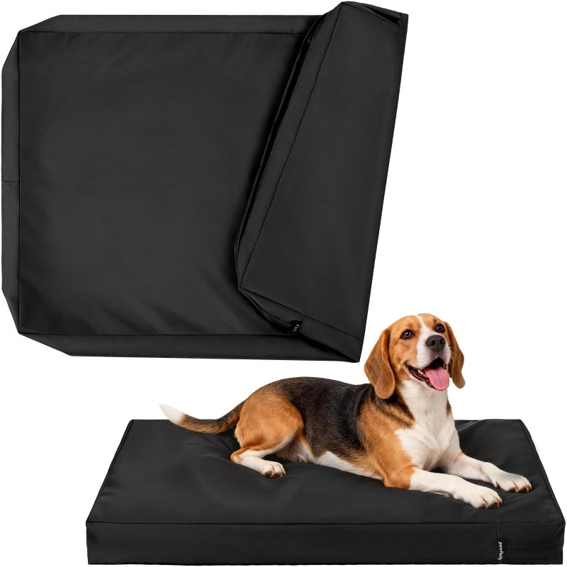 PAWFINITY Waterproof Dog Bed Cover Replacement Washable, Easy to Clean, Pet Hair Resistant, Heavy Duty Oxford, Zipper Closure, Indoor/Outdoor Use, Fits 36 Inch Dog Crate - Large - 35"x 22"x 3.5" - Black - Image 1