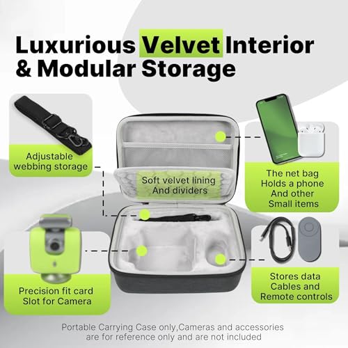 Yudylg Portable Carrying Case Compatible with XbotGo Chameleon, Hard Shell Protective Camera Case, Precision‑Cut EVA & High‑Density Oxford Fabric, Dustproof, Shockproof with Velvet Lining & Strap - Image 4