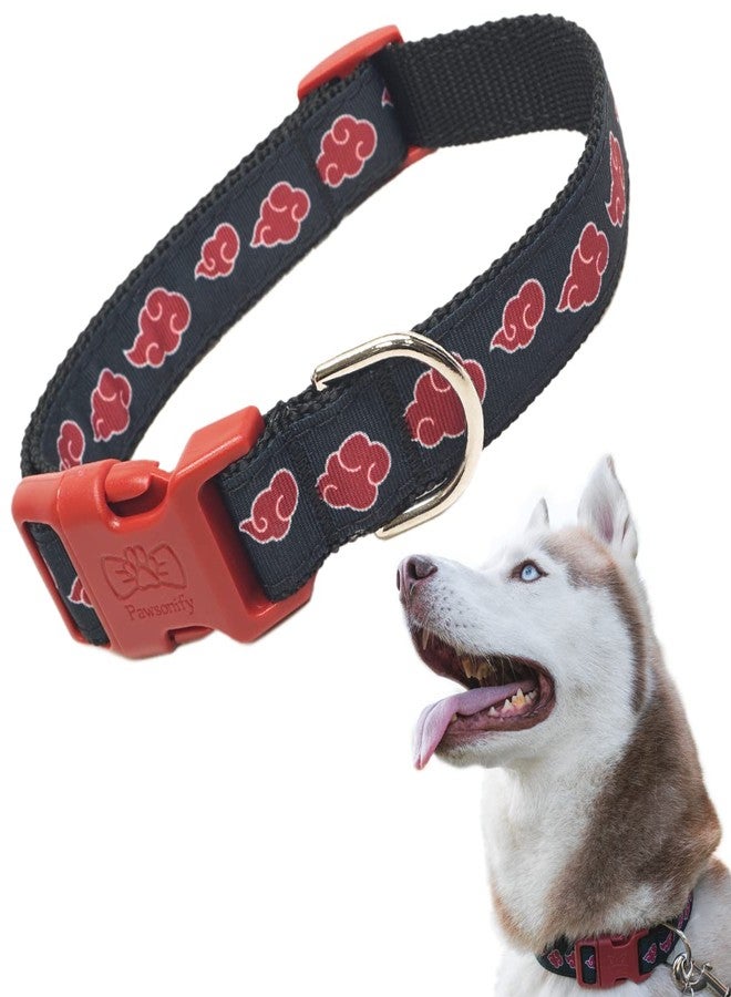 PAWSONIFY Akatsuki Anime Dog Collar for Large, Medium, Small Breeds, Puppy: Adjustable Naruto Dog Collar for Pets, Officially Licensed Naruto Akatsuki Cloak Inspired Pet Accessories & Gifts for Boy or Girl, MED - Image 1