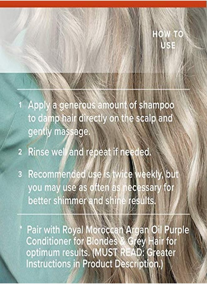 Royal Moroccan - Ampoo 300 Ml /10.05 Fl.Oz | Purple Shampoo For Blond Hair & Grey Hair|Lights Shampoo For Blond & Silver Hair |AntiYellow Shampoo | ParabenFree | Royal Moroccan Argan Oil Hair Products - Image 1